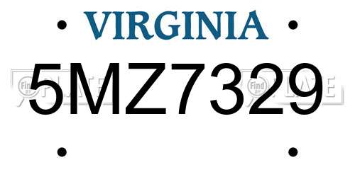 5MZ7329 Virginia License Plate