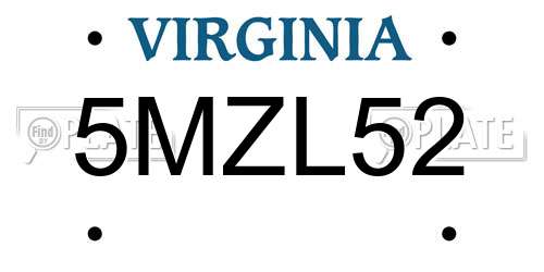 5MZL52 Virginia License Plate