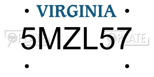 5MZL57 Virginia License Plate