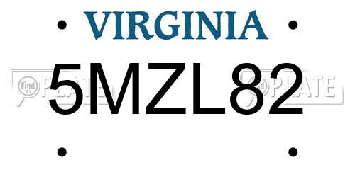 5MZL82 Virginia License Plate