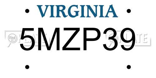 5MZP39 Virginia License Plate