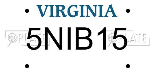5NIB15 Virginia License Plate