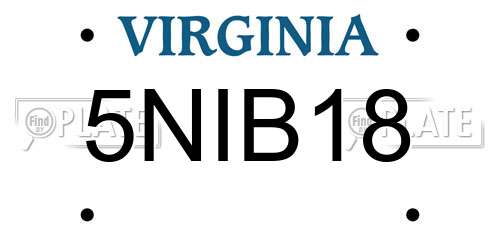 5NIB18 Virginia License Plate