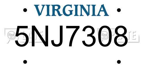 5NJ7308 Virginia License Plate