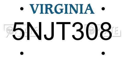 5NJT308 Virginia License Plate