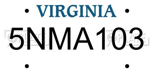 5NMA103 Virginia License Plate