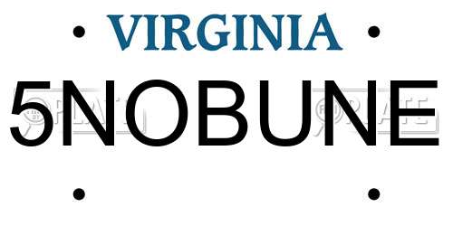 5NOBUNE Virginia License Plate
