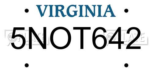 5NOT642 Virginia License Plate