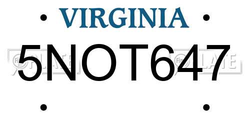 5NOT647 Virginia License Plate