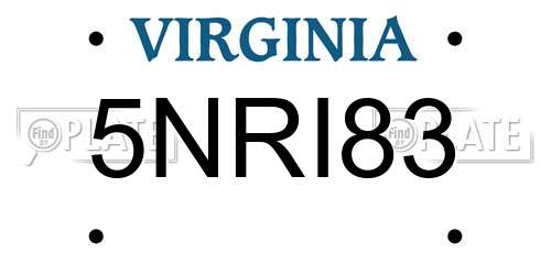5NRI83 Virginia License Plate