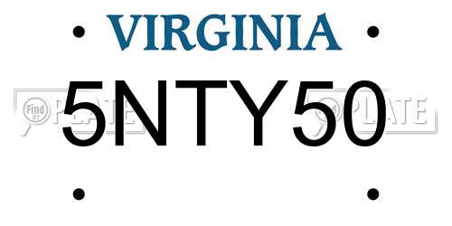 5NTY50 Virginia License Plate