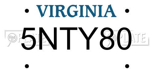 5NTY80 Virginia License Plate