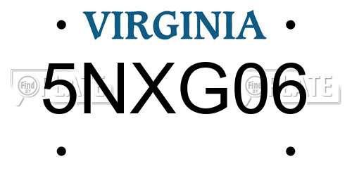 5NXG06 Virginia License Plate