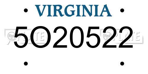 5O20522 Virginia License Plate