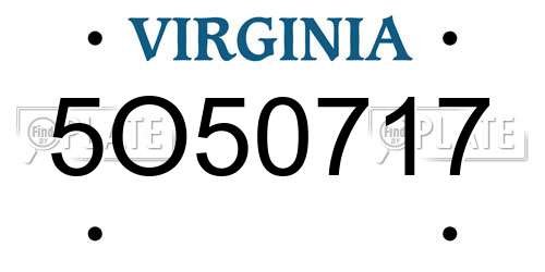 5O50717 Virginia License Plate