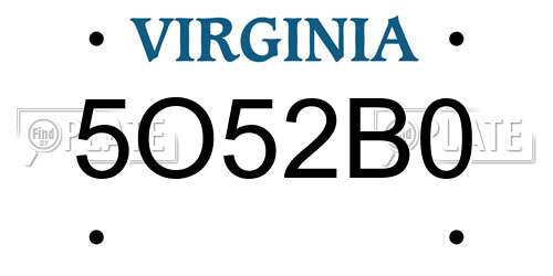5O52B0 Virginia License Plate
