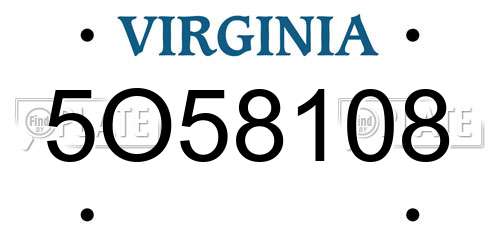 5O58108 Virginia License Plate