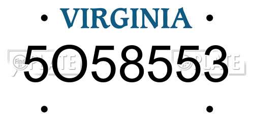5O58553 Virginia License Plate