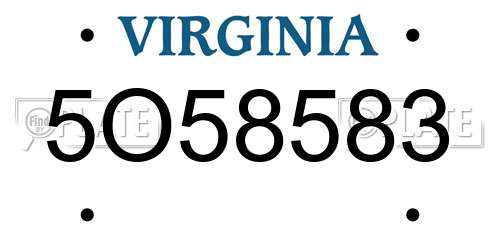 5O58583 Virginia License Plate