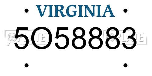 5O58883 Virginia License Plate
