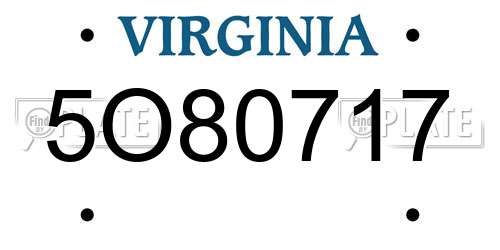 5O80717 Virginia License Plate