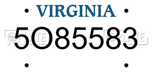 5O85583 Virginia License Plate