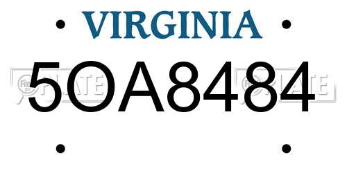 5OA8484 Virginia License Plate