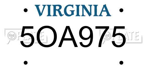 5OA975 Virginia License Plate