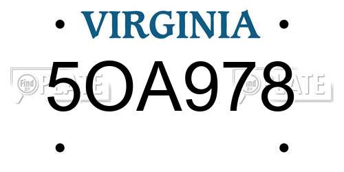 5OA978 Virginia License Plate