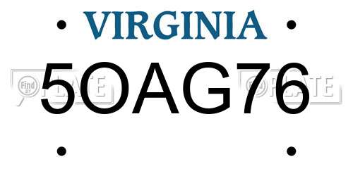 5OAG76 Virginia License Plate
