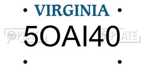 5OAI40 Virginia License Plate