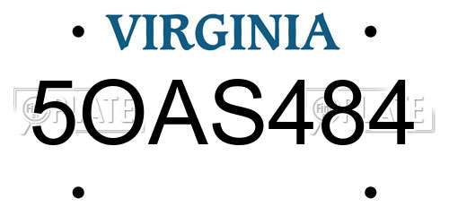 5OAS484 Virginia License Plate