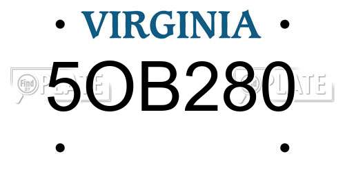 5OB280 Virginia License Plate