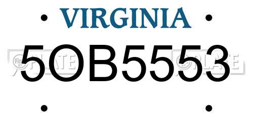 5OB5553 Virginia License Plate