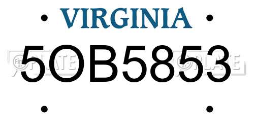 5OB5853 Virginia License Plate