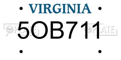 5OB711 Virginia License Plate