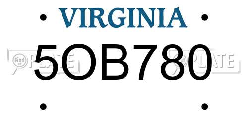 5OB780 Virginia License Plate