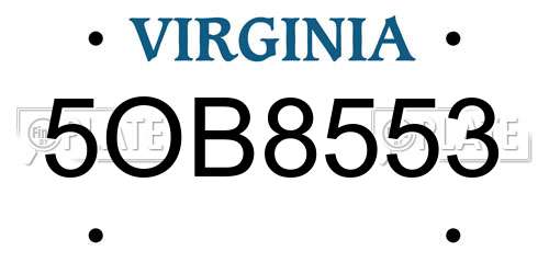 5OB8553 Virginia License Plate