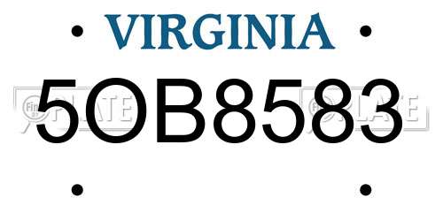 5OB8583 Virginia License Plate