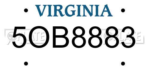 5OB8883 Virginia License Plate