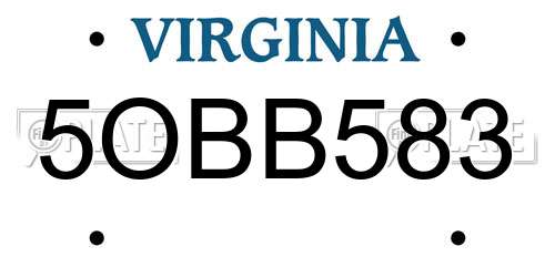 5OBB583 Virginia License Plate