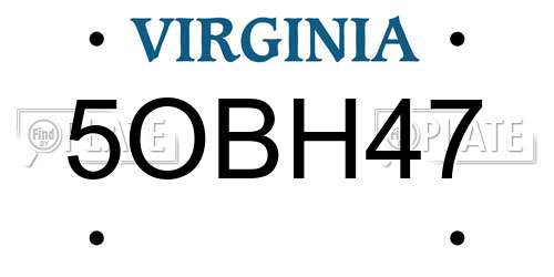 5OBH47 Virginia License Plate