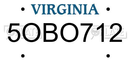 5OBO712 Virginia License Plate