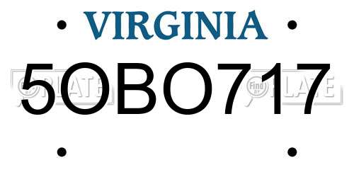 5OBO717 Virginia License Plate