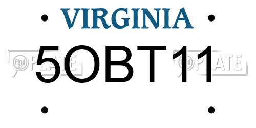 5OBT11 Virginia License Plate