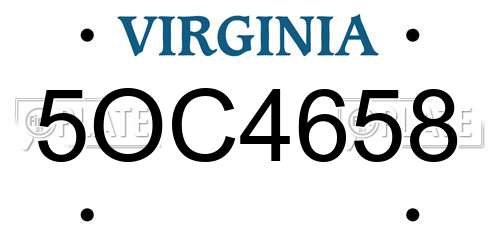 5OC4658 Virginia License Plate
