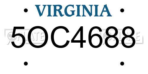 5OC4688 Virginia License Plate