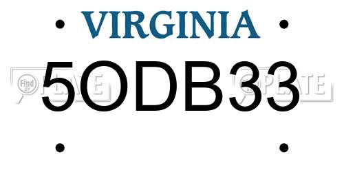 5ODB33 Virginia License Plate