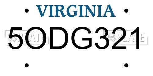 5ODG321 Virginia License Plate