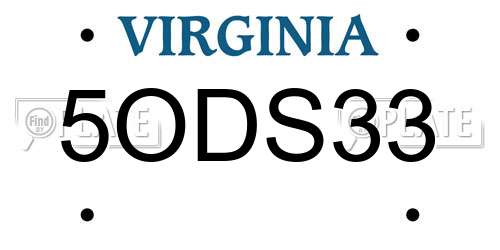 5ODS33 Virginia License Plate